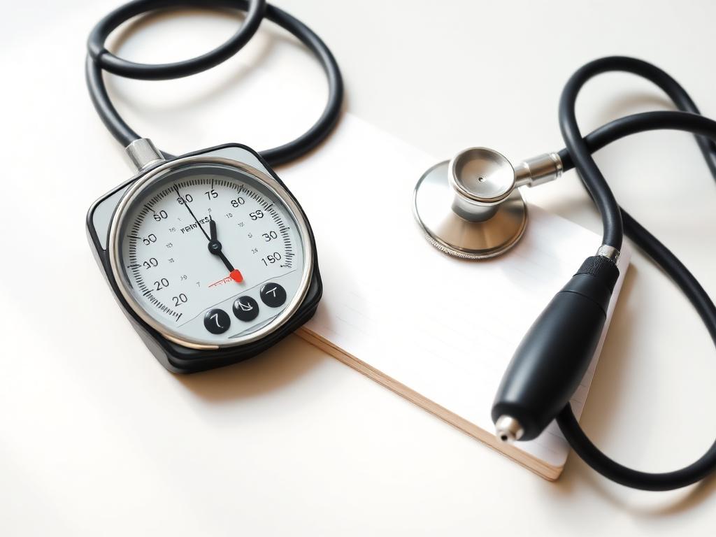 Tensiómetro y fonendoscopio en consulta de medicina general